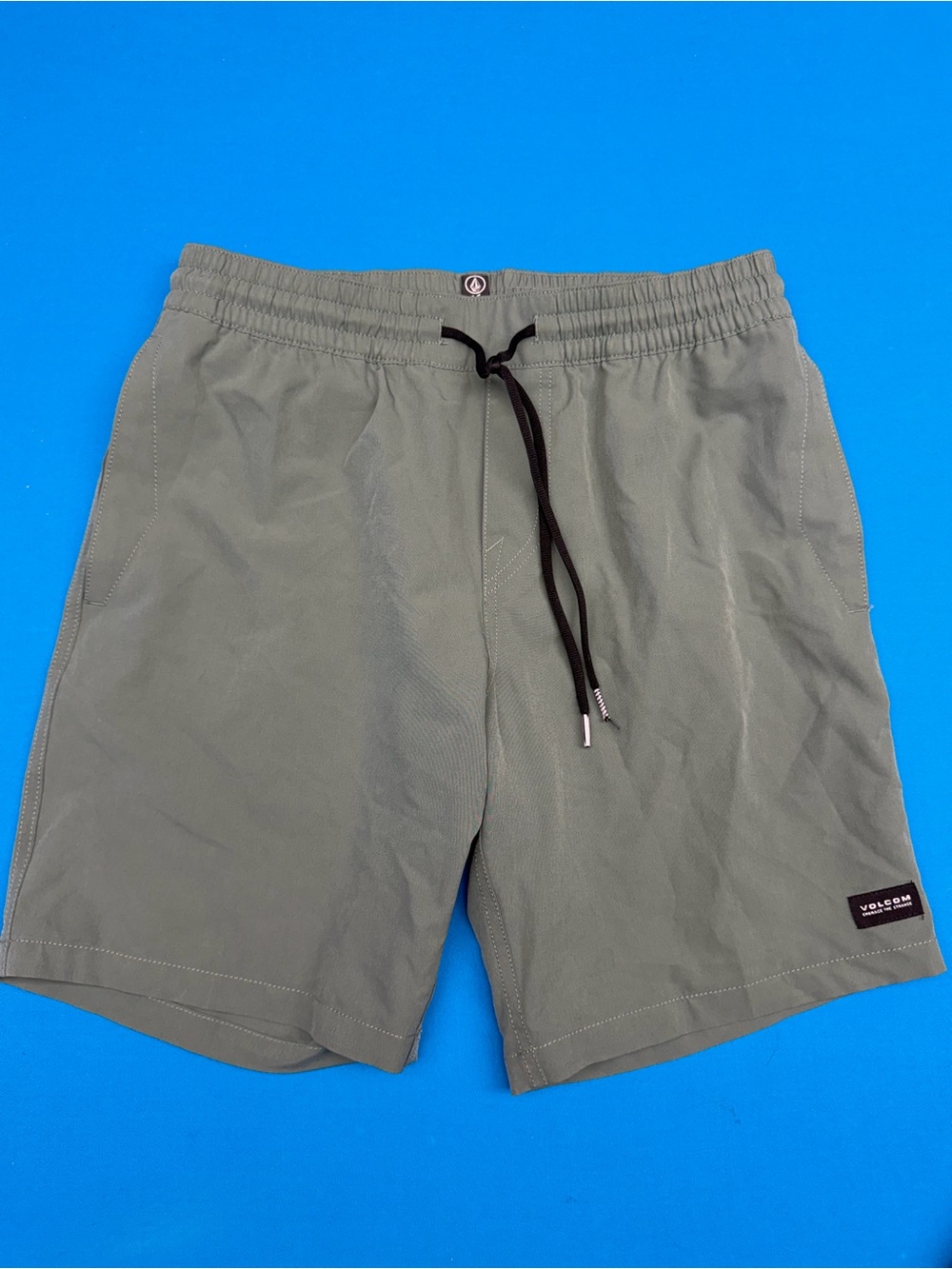 Volcom Olive Green Shorts with Black Logo Patch
